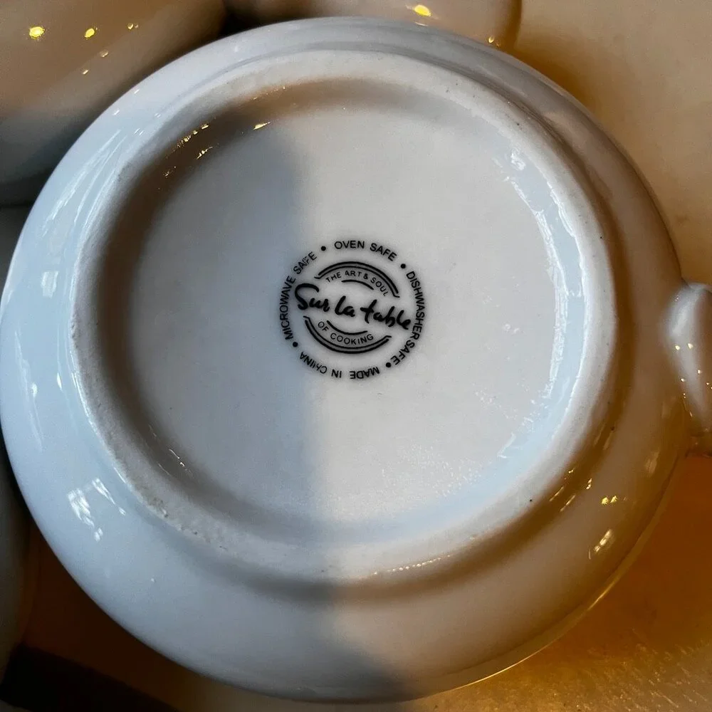 3 Sur La Table Blanc Individual Handled Soup Bowl